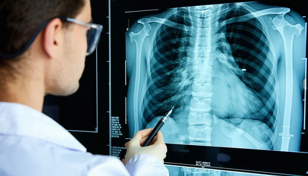 A doctor looking at an X-Ray of the abdomen